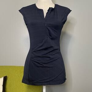 Athleta Navy Blue Wrap Front Zipper Neck Athletic Top XS